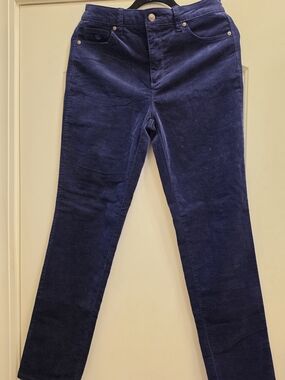 Gloria Vanderbuilt Women's Navy Boot Cut Stretchy Corduroy Jeans